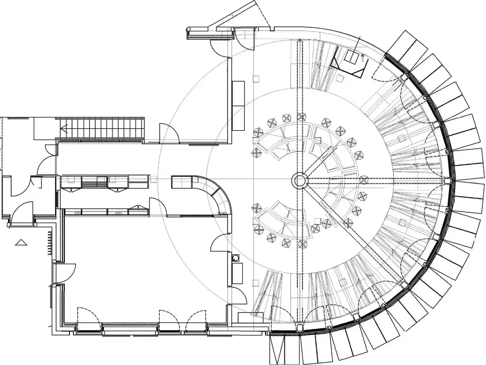Plan technique de la salle a manger du refuge de l'Arpont en Savoie realise par ViolaDeco, Iana VIOLA